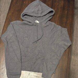 SO Gray Cropped Hoodie with Soft Fleece